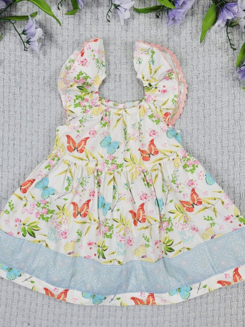 Matilda Jane Girls Floral Butterfly Flutter Sleeve Summer Dress